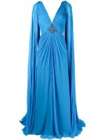 Jenny Packham robe longue Sylvia à manches drapées - Bleu