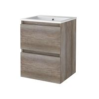 Badmeubelset Aquasplash Salt 50x46 cm Greeploos 2 Lades Met Wastafel 1 Kraangat Scotch Oak Aquasplash