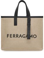 Ferragamo sac cabas en cuir à logo embossé - Tons neutres