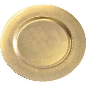 2x Ronde gouden glimmende onderborden 33 cm voor een diner   -