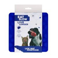 Eat Slow Live Longer Fun & Relax lekmat, voor honden, anti-kauwschaal, langzaam voeden, overal plaatsen, lekbord voor huisdieren, uitdaging voor je huisdier, blauw, 23 x 19 cm