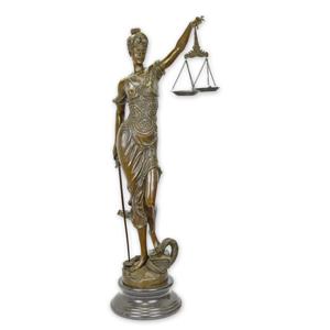 BRONZEN BEELD VAN VROUWE JUSTITIA hoogte 98 cm