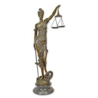 BRONZEN BEELD VAN VROUWE JUSTITIA hoogte 98 cm - thumbnail