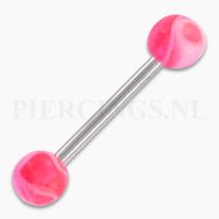 Tongpiercing acryl marmer roze - thumbnail