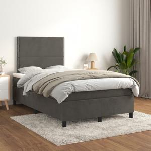 Boxspring met matras fluweel donkergrijs 120x200 cm SKU: V3142954