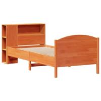 vidaXL Bed met boekenkast zonder matras grenenhout wasbruin 75x190 cm, bed, slaapkamermeubel, bed met opbergruimte, eenpersoonsbed, houten bed