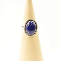 Zilveren Ring Mt. 7/55 met Lapis Lazulli, Handgesmeed uit Nepal - thumbnail