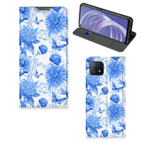 Smart Cover voor OPPO A73 5G Flowers Blue - thumbnail