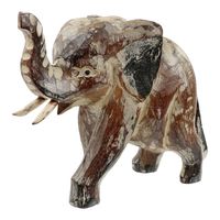 Houten Beeld Olifant Lopend Whitewash (18 x 15 cm) - thumbnail