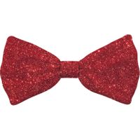 Vlinderstrikje/vlinderdas voor middelgrote honden -rood glitter -12,5cm   -