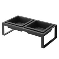 YAMAZAKI Set met voerbakjes voor huisdieren - Tower - Zwart