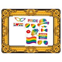 Foto prop set met frame - gay pride regenboog - 13-delig - photo booth accessoires