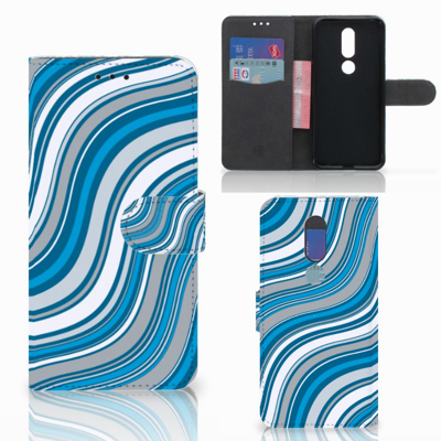 Nokia 7.1 Telefoon Hoesje Waves Blue Nokia 7.1 Telefoon Hoesje Waves Blue