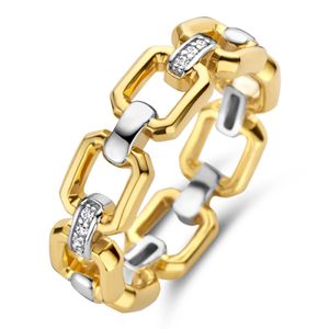 TI SENTO-Milano 12292ZY Ring zilver-zirconia goudkleurig-wit 6 mm