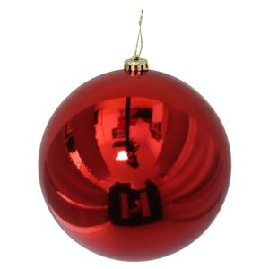 Grote decoratie kerstbal - rood - 15 cm - kunststof - glimmend - kerstversiering