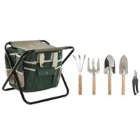 Home ESPRIT Tuingereedschapsset, 7-delig, zwart, groen, zilver, 40 x 28 x 35 cm