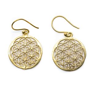 Flower of Life Oorbellen Messing Goudkleurig (20 mm)