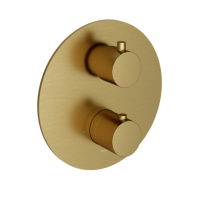 Hotbath Cobber afbouwdeel inbouwthermostaat met 2-weg omstel, geborsteld messing pvd