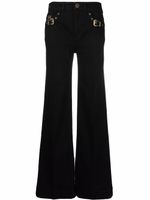 Versace Jeans Couture pantalon évasé à détail de boucle - Noir