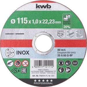 kwb 712112 Doorslijpschijf recht 125 mm 1 stuk(s) Chroom-nikkel staal, Non-ferrometaal, Staal