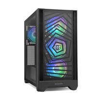 NOX XTREME PRODUCTS HUMMER PLASMA - Semitower ATX | M-ATX | ITX, inclusief frontpaneel van gaas en gehard glas, Ruimte voor 7 ventilatoren, 4x ARGB-ventilatoren voorgeïnstalleerd, USB-C en 3.0, Zwart