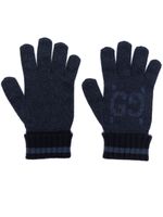 Gucci gants à logo GG en intarsia - Bleu