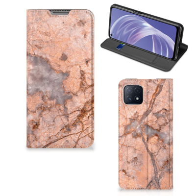 OPPO A73 5G Standcase Marmer Oranje OPPO A73 5G Standcase Marmer Oranje