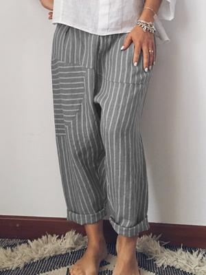 Women Striped Casual Cotton Pants Women Striped Casual Cotton Pants