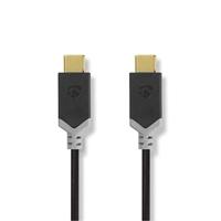 Nedis - USB-kabel - USB 3.2 Gen 1 - Type-C ™ stekker - 5 Gbps - 60 W - Vernikkeld - 1 m - rond - PVC - antraciet