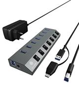 ICY BOX IB-HUB1701-C3 7-poorts USB 3.0 Type-A Hub