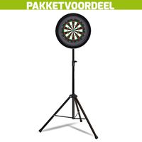 Lena Professional Dartbord + Lena Dartbordverlichting Basic Zwart + Dartstandaard - thumbnail