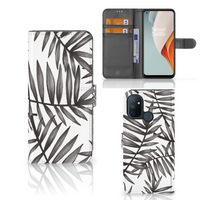 OnePlus Nord N100 Hoesje Leaves Grey - thumbnail