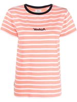 Woolrich t-shirt rayé à logo brodé - Rose