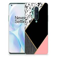 OnePlus 8 Pro TPU Hoesje Zwart Roze Vormen - thumbnail