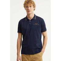 State of Art regular fit polo met contrastbies donkerblauw