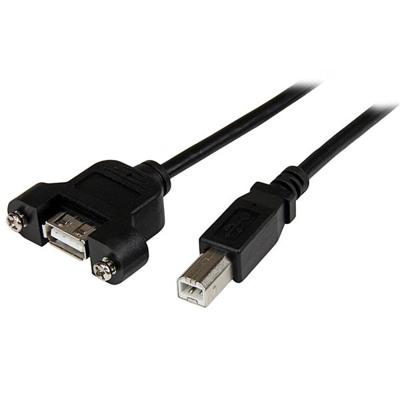 .com 91 cm lange, Paneel gemonteerde USB-kabel A naar B - F/M - USB-verlengkabel - USB (V) naar USB type B (M) - USB 2.0 - 91.4 cm - zwart