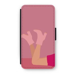 Pink boots: iPhone XS Flip Hoesje