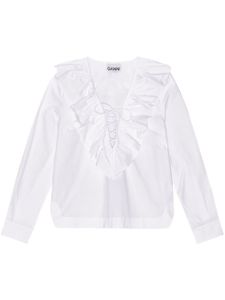 GANNI blouse à col volanté - Blanc