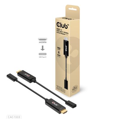club3D CAC-1333 HDMI-kabel HDMI / USB-C Aansluitkabel HDMI-A-stekker, USB-C bus 0.22 m Zwart