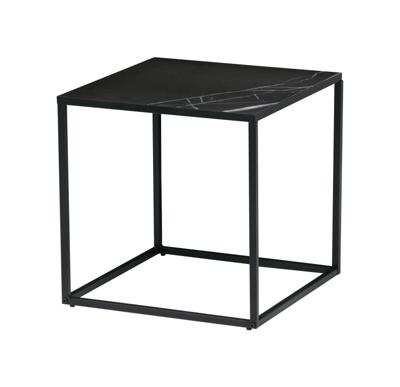 vtwonen Vierkante Bijzettafel 'Side M' Zwart marmer, 45 x 45cm