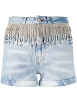 Philipp Plein short à franges en cristal - Bleu - thumbnail