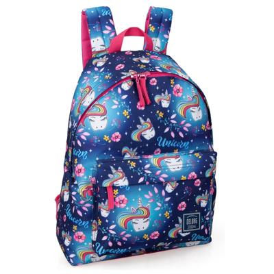 Delbag rugzak eenhoorn 43 x 33 cm polyester 18 liter blauw/roze
