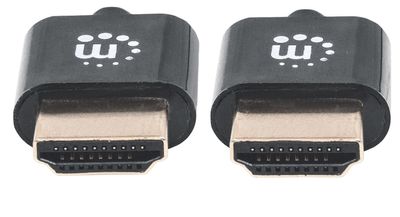 Manhattan 394352 HDMI-kabel HDMI Aansluitkabel HDMI-A-stekker, HDMI-A-stekker 1.00 m Zwart 4K UHD, Folie afscherming, Afscherming gevlochten, Rond, UL