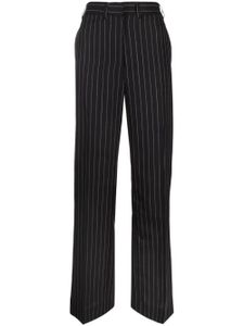 There Was One pantalon de tailleur en laine à fines rayures - Noir