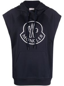 Moncler hoodie sans manches à logo imprimé - Bleu