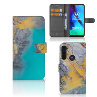 Motorola Moto G Pro Bookcase Marble Blue Gold