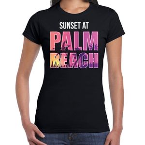 Sunset at Palm Beach zwart t-shirt / shirt zwart voor dames