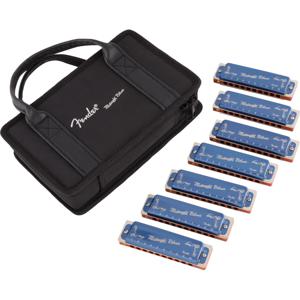 Fender Midnight Blues Harmonica 7-Pack mondharmonica set met opbergtas