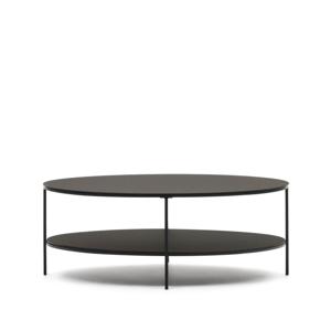 Kave Home Ovale Salontafel Fideia Glas en Metaal, 110 x 65cm - Zwart - Ovaal