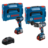 Bosch Blauw GSB 18V-110 Accuklopboor + GDR 18V-210 C slagschroevendraaier 18V 5,0Ah Li-Ion in L-BOXX - 0615990N2V - thumbnail